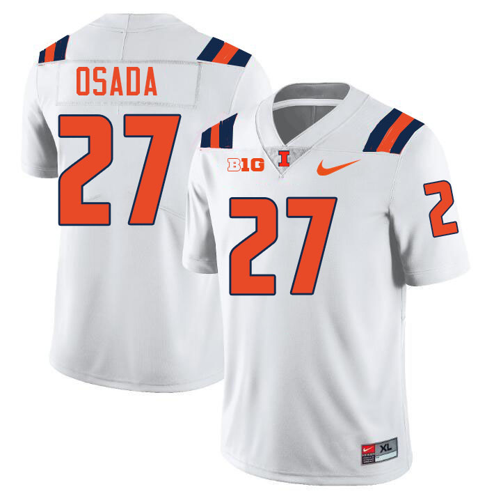 #27 Lucas Osada Illinois Fighting Illini Football Jersey,Uniforms-White #27 Lucas Osada Illinois Fighting Illini Football Jersey,Uniforms-White